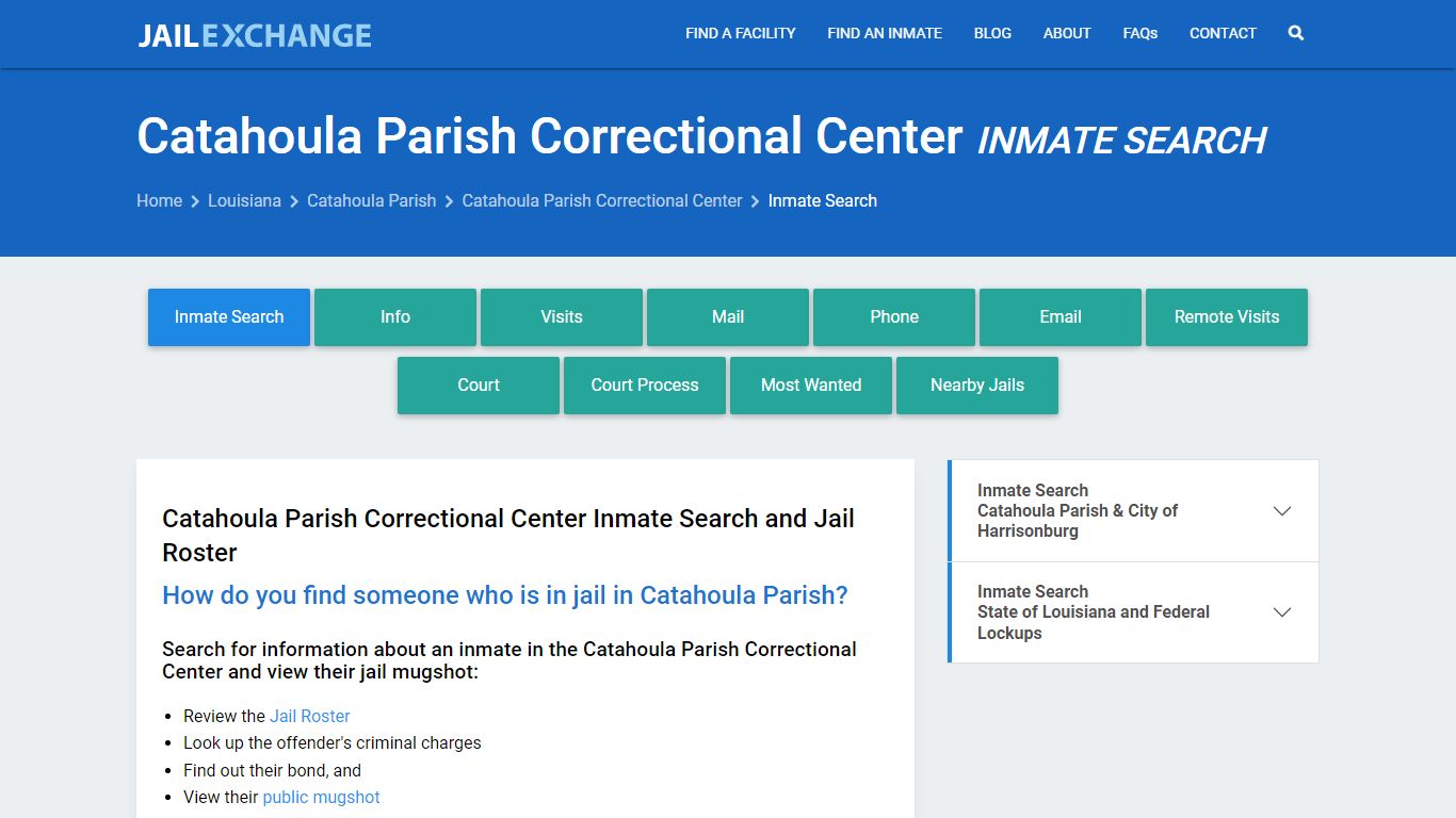 Catahoula Parish Correctional Center Inmate Search - Jail Exchange